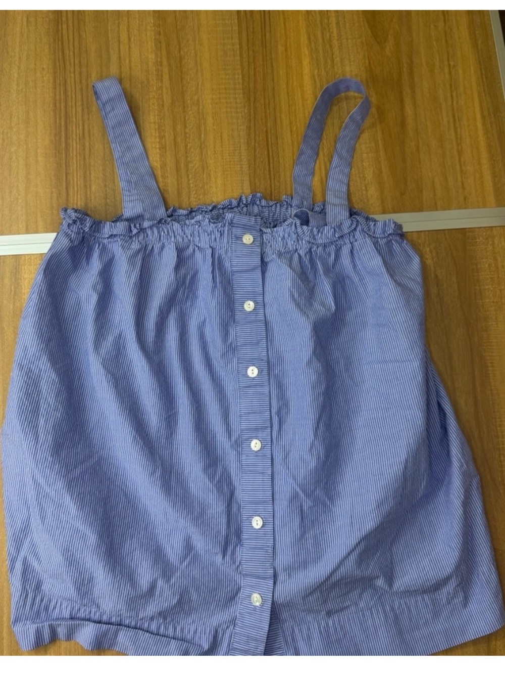 J. Crew Blue and White Striped Tank with Button Detail